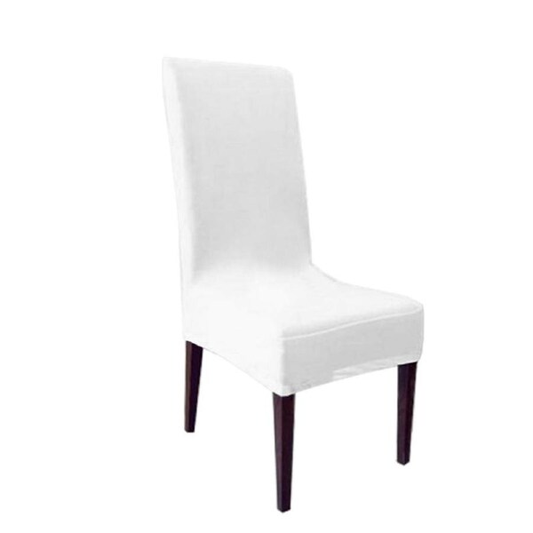 Dining Chair Cover Stretchy Kitchen Seat Covers Spandex Cover Restaurant Cafe Wedding Party Seats WHITE / 8X