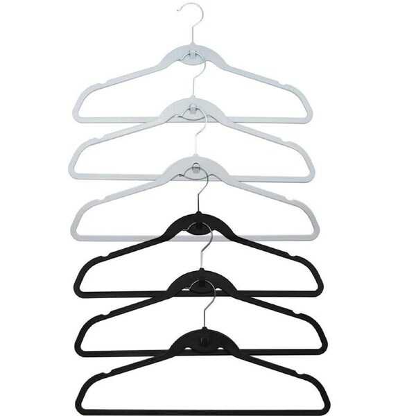 20x Plastic Space Saving Slim Clothes Hanger Cloth Storage Wardrobe Hook Laundry