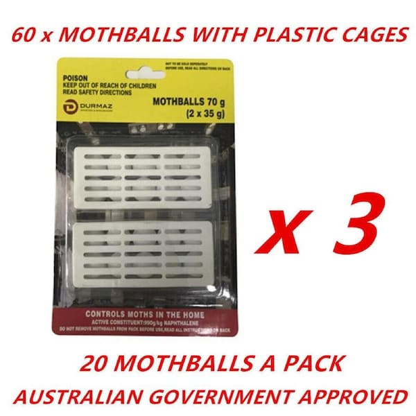 60 Mothballs Protect clothes Bugs Poison Fresh Insect Wood Child Proof Cage 210g