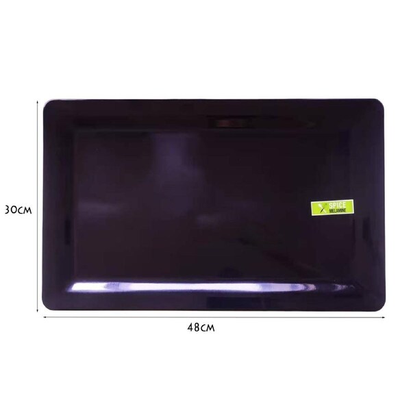 2 x Black Melamine Serving Platter Tray Rectangular 48x30CM Food Drink Coffee Waiter
