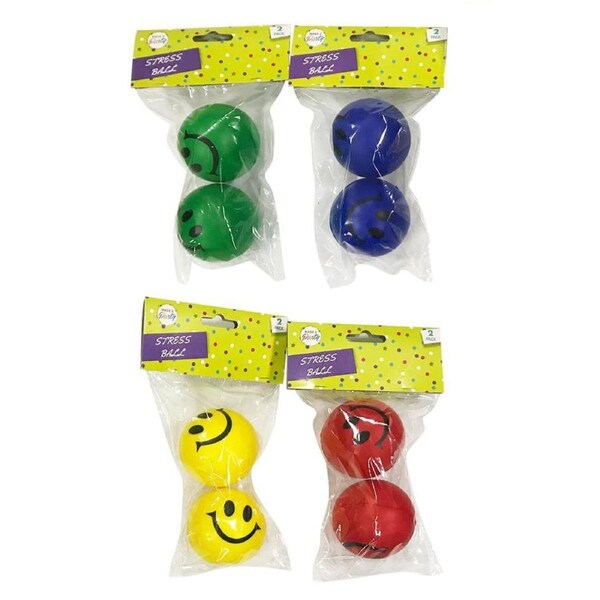 24x COLOR STRESS BALLS Hand Relief Squeeze Toy Relieve Anti-stress Soft Smiley D