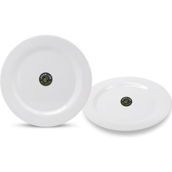 6 x 28 cm Round Melamine White Dinner Plate Plates Birthday Wedding Party Cafe Pub