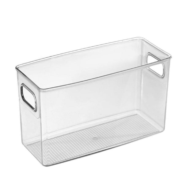 2 x Rectangle Tall Crystal Clear Plastic Fridge Pantry Storage Container Box Handle