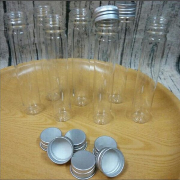 24 x Clear Glass Lab Craft Test Tubes w Aluminium Top Lid Wedding Party Home Favours