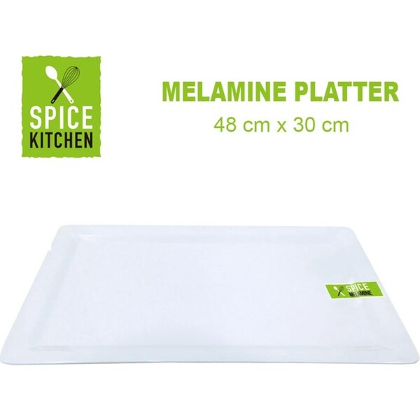 6PK WHITE MELAMINE SERVING TRAY RECTANGLE PLATTER CATERING TRAYS 48cm x 30cm fd