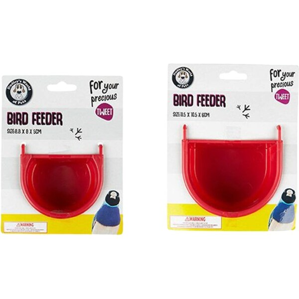 2 x Hanging Bird Feeder 10CM Container Water Food Feeding Cup Dispenser Plastic