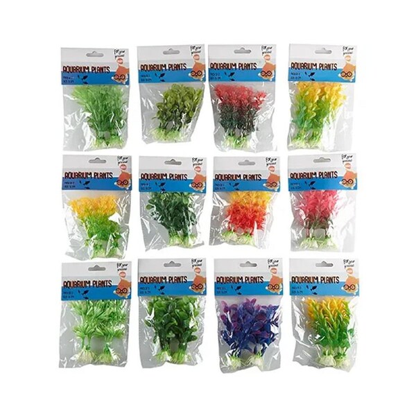 24 x Aquarium Plastic Plant Decoration Fish Tank Ornament Decor Assorted 15cm