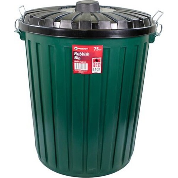 75L Green Large Rubbish Bin Storage Container Kitchen Trash Waste Garbage Dustbin lid