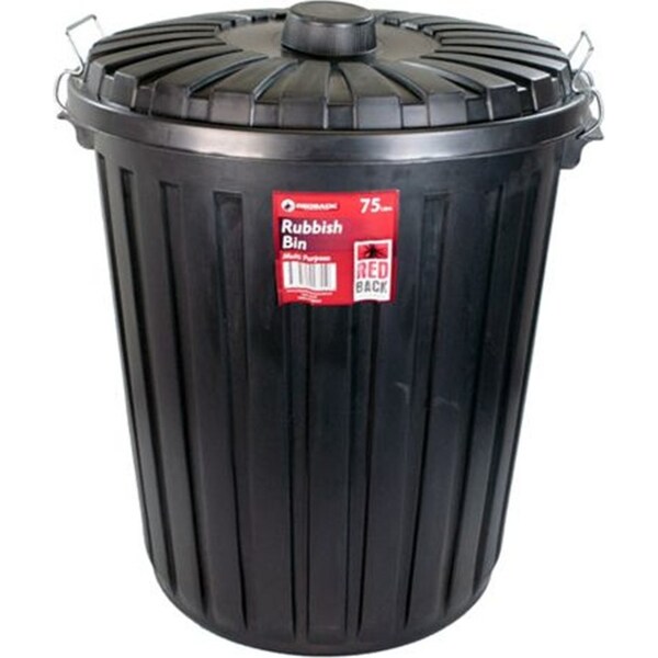 75L Black Rubbish Bin With Lid Waste Disposal Garbage Bin Kitchen Trash Can