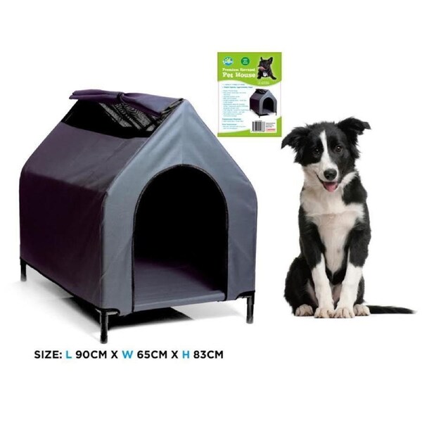 LARGE Waterproof Pet House Flea Mite Grey Color Dog Bed Puppy Kennel Elevated FD