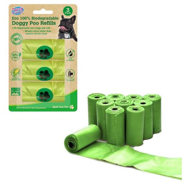 360 x Biodegradable Dog Poo Bags Eco Refill Roll Pet No Leak Disposable Waste Green