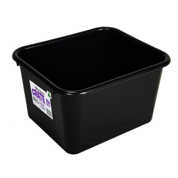 5x Large Heavy Duty 15L Black Plastic Basin Tub Containers Storage Crates Box AU
