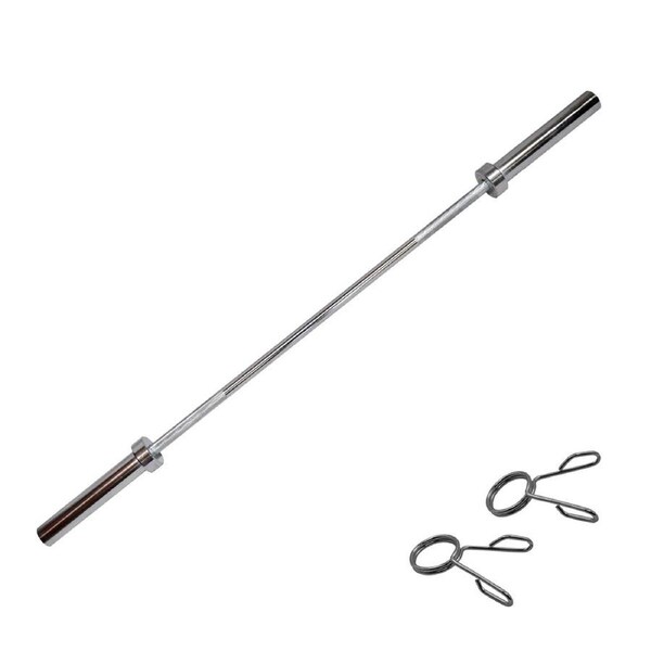 150cm 5 FT Chrome Olympic Barbell Bar 5 Foot Bar Weight & 2 Free Spring Collars