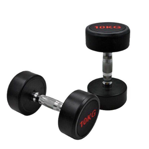 10kg X 2 - Rubber Coated Dumbbell Hand Weight - Rubber Dumbbell