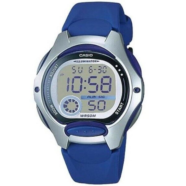 Casio LW-200-2A Silver Dark Blue Women's or Kid's 50m Digital Sports Watch