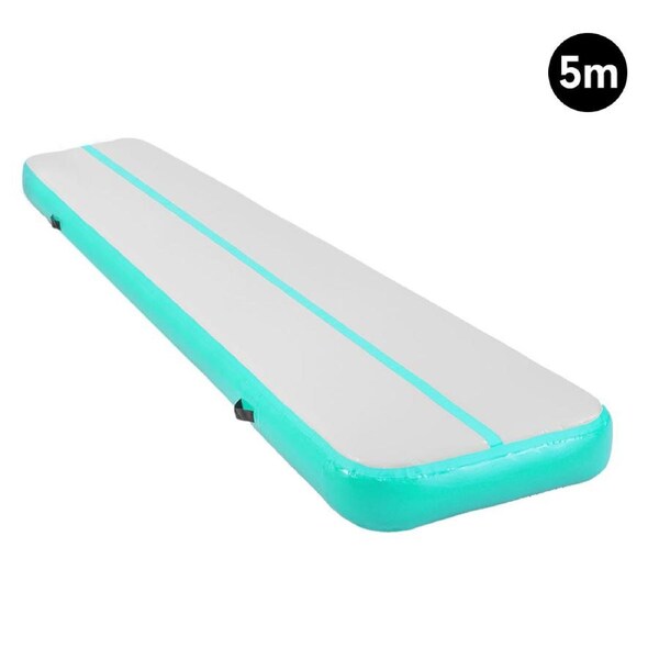 Powertrain Airtrack 20cm Thick 5m x 1m Inflatable Gymnastics Tumbling Mat Air Track - Mint Green