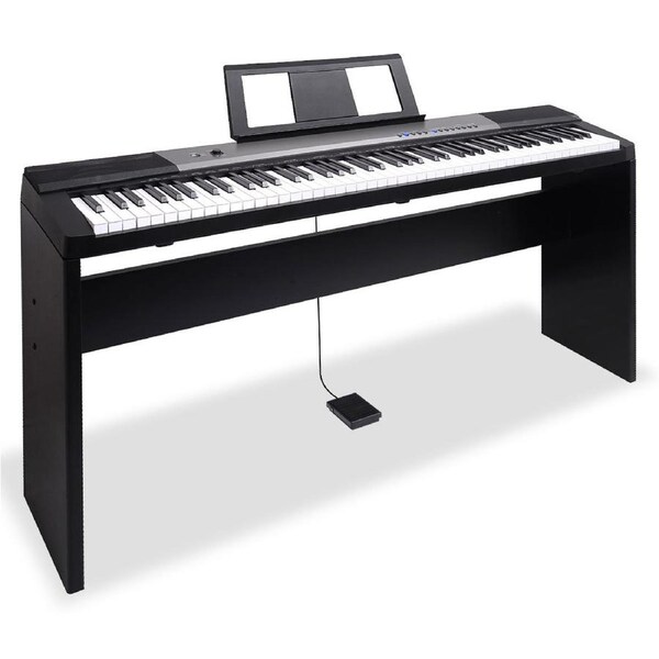 Karrera 88 Keys Electronic Keyboard Piano with Stand Music Sheet Pedal Black