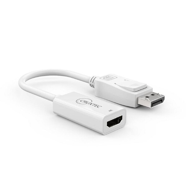 Cruxtec Displayport DP Male to HDMI Female 4K@30Hz Cable Adapter White [DTH4K-WH]