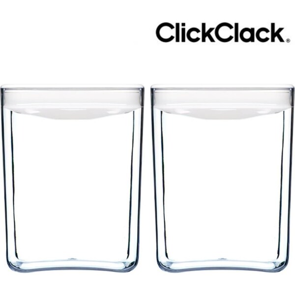 2 x CLICKCLACK 3300ml AIR TIGHT PANTRY CUBE CONTAINER W/ LID WHITE 3.3L