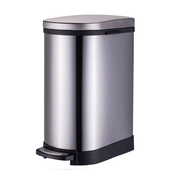 SOGA Foot Pedal Stainless Steel Rubbish Recycling Garbage Waste Trash Bin 10L U