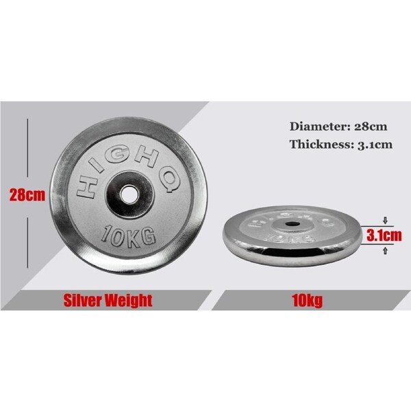 54kg Silver Weight Set - 2.5kgx4 + 5kgx8 + 36cm Dumbell - Commercial Grade