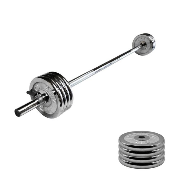 22kg Silver Weight Set - 2.5kg x 8 + 140cm Silver Hollow Bar - Commercial Grade