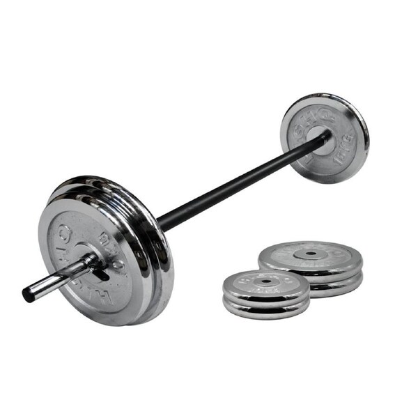 52kg Silver Weight Set - 10kgx2 + 15kgx2 + 140cm Hollow Bar - Commercial Grade