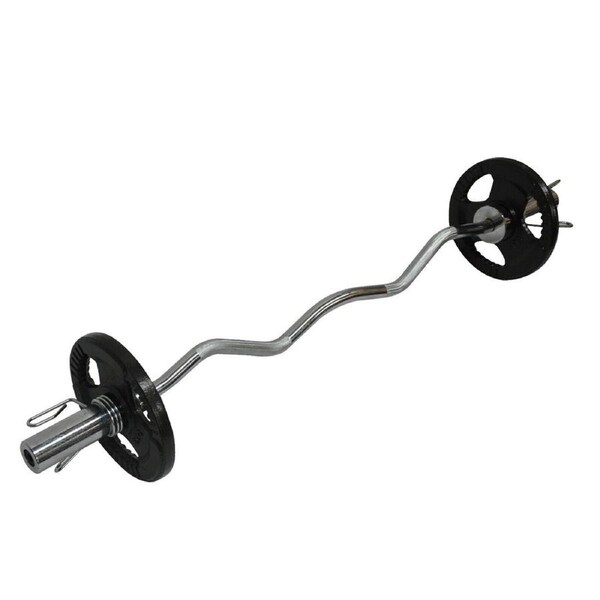 16kg Olympic Barbell Bar Weight Set - 120cm Curl Bar + 10kg Olympic Weight Plate