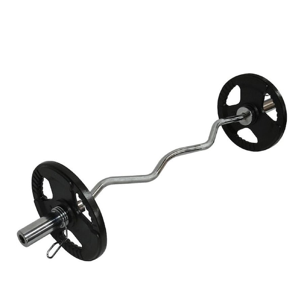 26kg Olympic Barbell Bar Weight Set - 120cm Curl Bar + 20kg Olympic Weight Plate