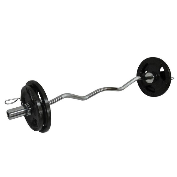 31kg Olympic Barbell Bar Weight Set - 120cm Curl Bar + 25kg Olympic Weight Plate