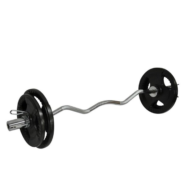 41kg Olympic Barbell Bar Weight Set - 120cm Curl Bar + 35kg Olympic Weight Plate