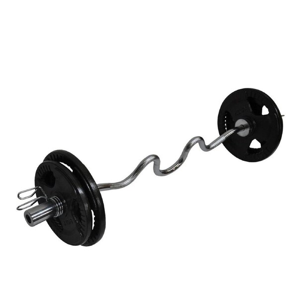 42kg Olympic Barbell Weight Set - 120cm Super Curl Bar + 35kg Weight Plates Home Gym