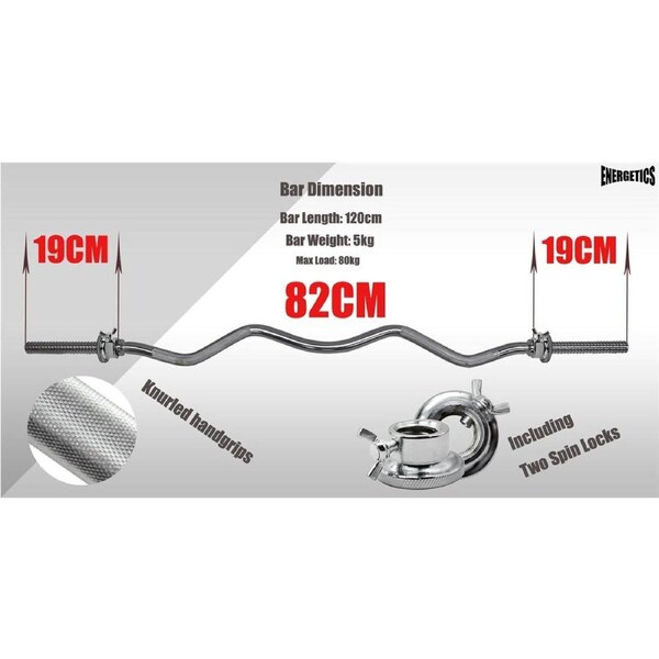 25kg Rubber Coated Ez Grip Cast Iron Weight Plate +120cm Curl Barbell Weight Set