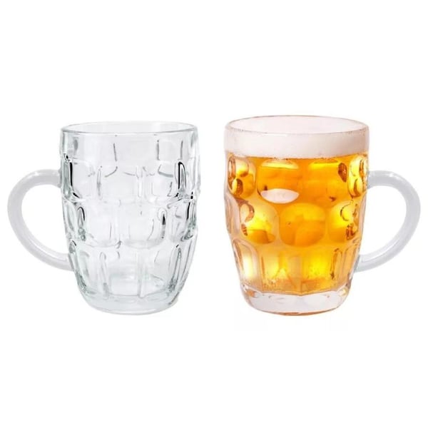 2 x Clear Glass Beer Mug 500ML Handle Transparent Drinking Cup Tea Coffee Wine