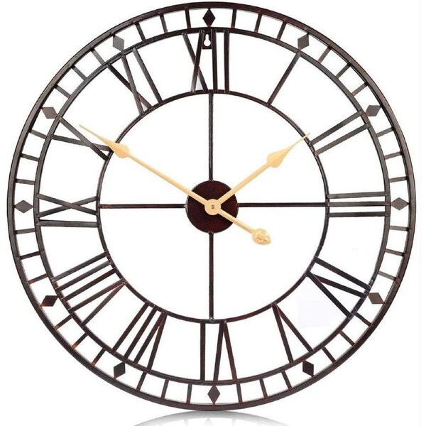 80cm Wall Clock European Creative Iron Round Non-fading Living Room Silense