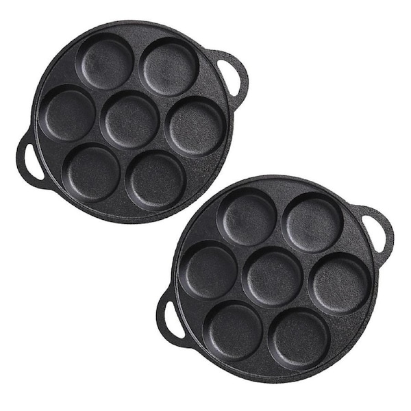 SOGA 2X Cast Iron Takoyaki Fry Pan Octopus Balls Maker 7 Hole 31.5cm