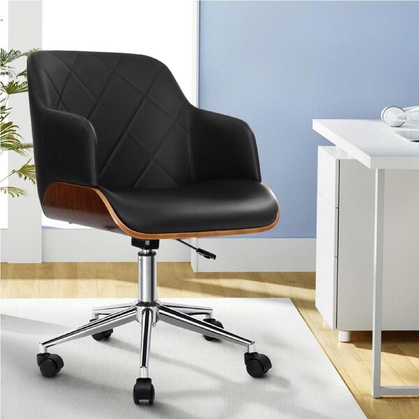 Artiss Office Chair Computer Desk Chairs Bentwood Fabric Seat Black