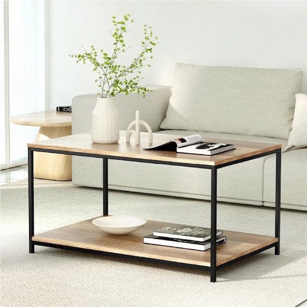 93CM Artiss Coffee Table Rectangular Walnut Olin
