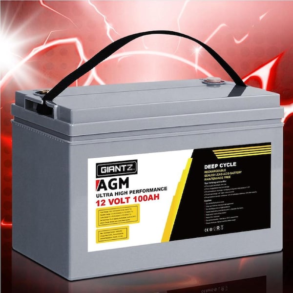 12V Giantz AGM Deep Cycle Battery 120Ah Box Portable Solar Caravan Camping