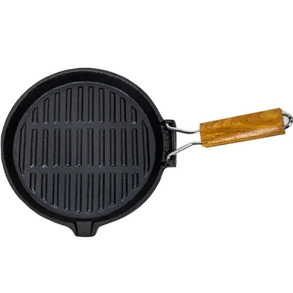 Folding Cast Iron Frypan Preseasoned 240mm Round - Supex