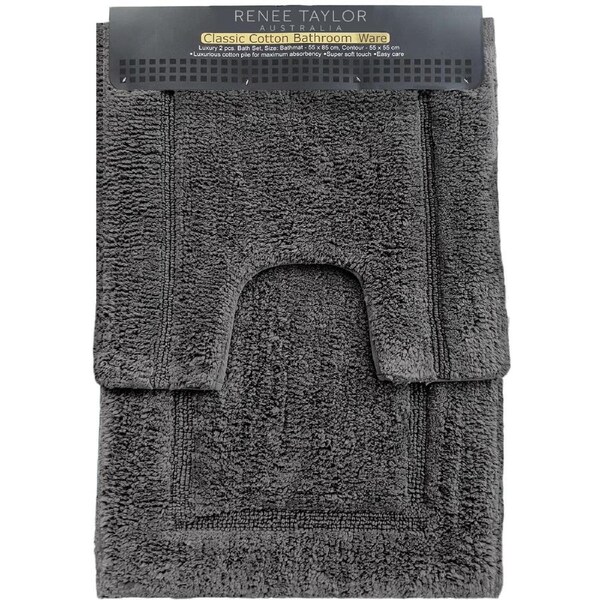 Renee Taylor 2 Piece 2200 GSM Tufted Bath Mat set Nickel
