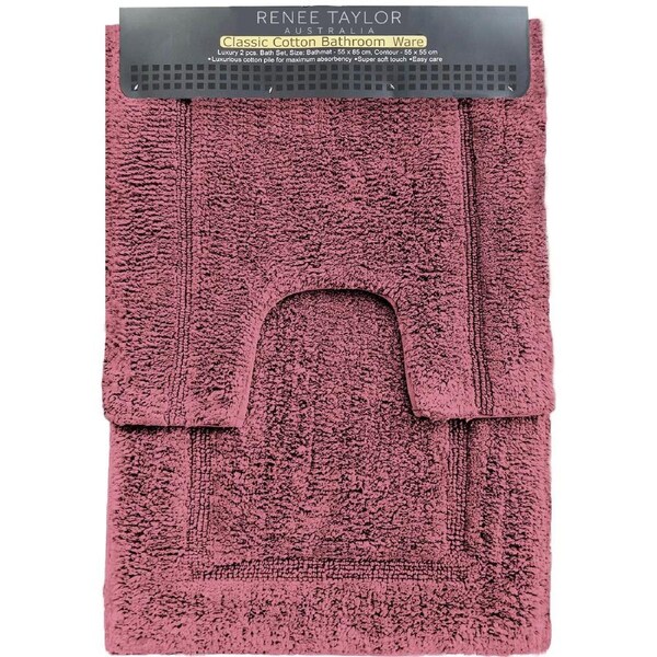 Renee Taylor 2 Piece 2200 GSM Tufted Bath Mat set Rosebud