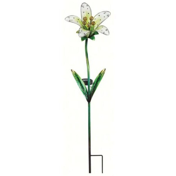 Regal Garden Decor Solar Tiger Lily Stake White 84cm