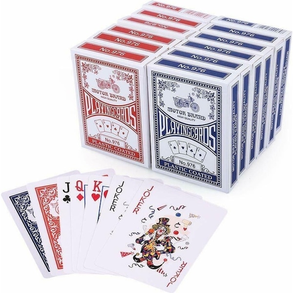12 Decks CLASSIC PLAYING CARDS Poker Standard Mix of Red & Blue BULK