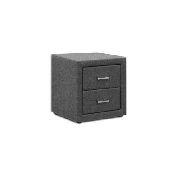Fabric Bedside Table - Grey