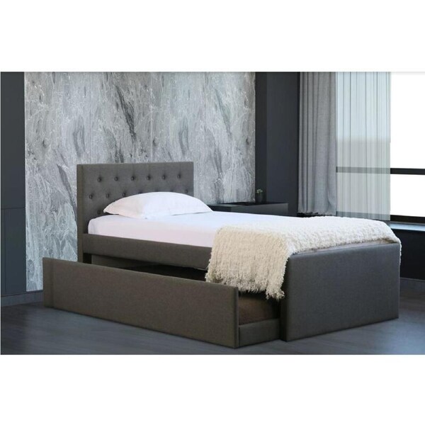 Istyle Norman King Single Trundle Storage Bed Frame Fabric Grey