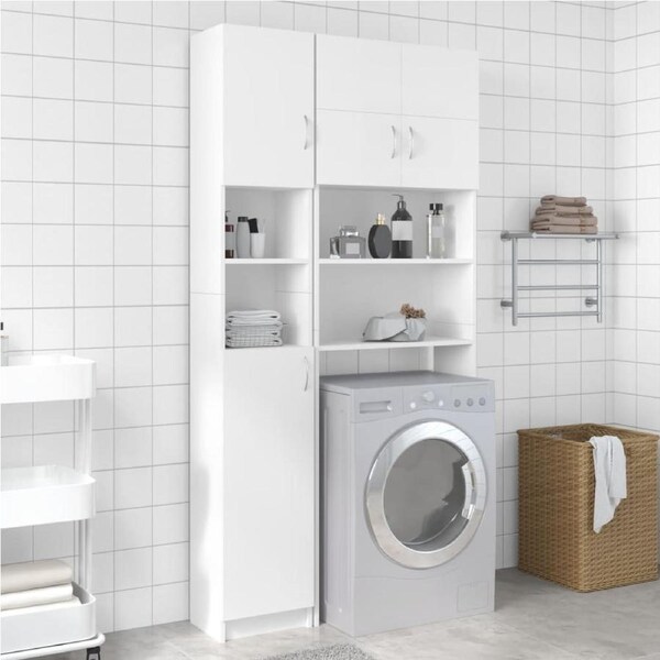 Washing Machine Cabinet Set White Engineered Wood vidaXL