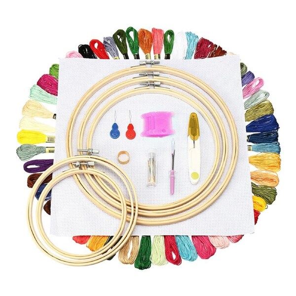 Embroidery Starter Kit Cross Stitch Kit DIY Hand Craft Stitch 50 Colour Kit