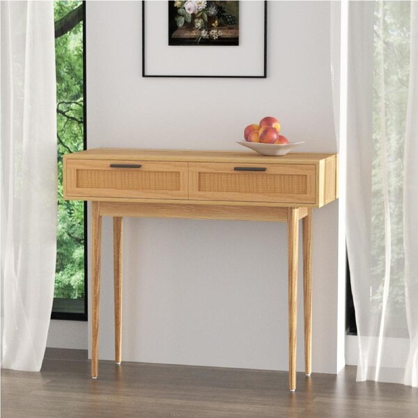 2 Drawers Artiss Console Table Rattan