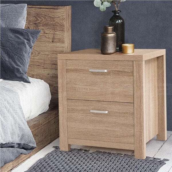 Artiss Bedside Table 2 Drawers MAXI Pine
